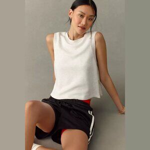 NEW Varley - Sizes S, M Women's Shea High-Neck Crop Tank Top - Ivory Marl